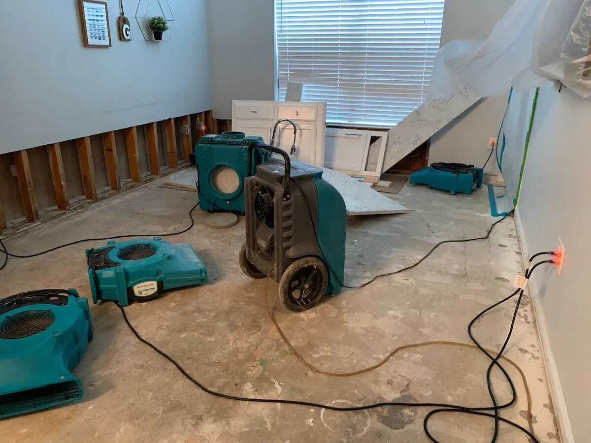Dehumidifier in flood-cut room for Water Damage Restoration in Aliquippa